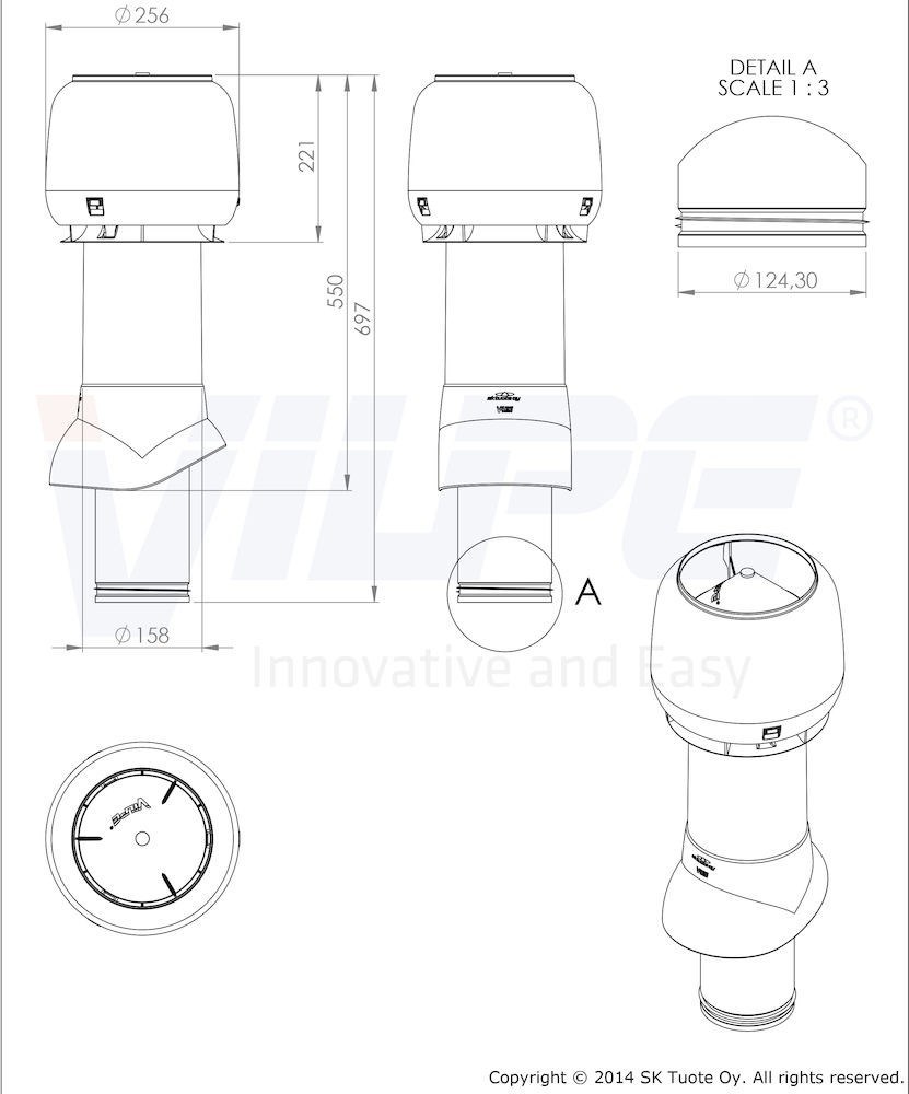 VILPE 125P/IS/500 вентиляционный выход - 6 016 руб. -интернет-магазин VILPE!